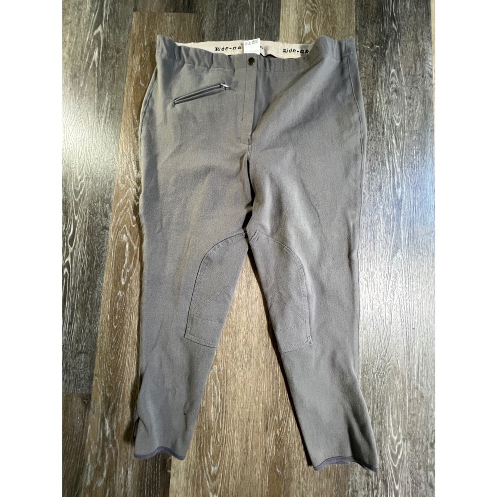 Ride-up Equestrian Breeches 42 Gray Knee Patch Riding Pants 4524